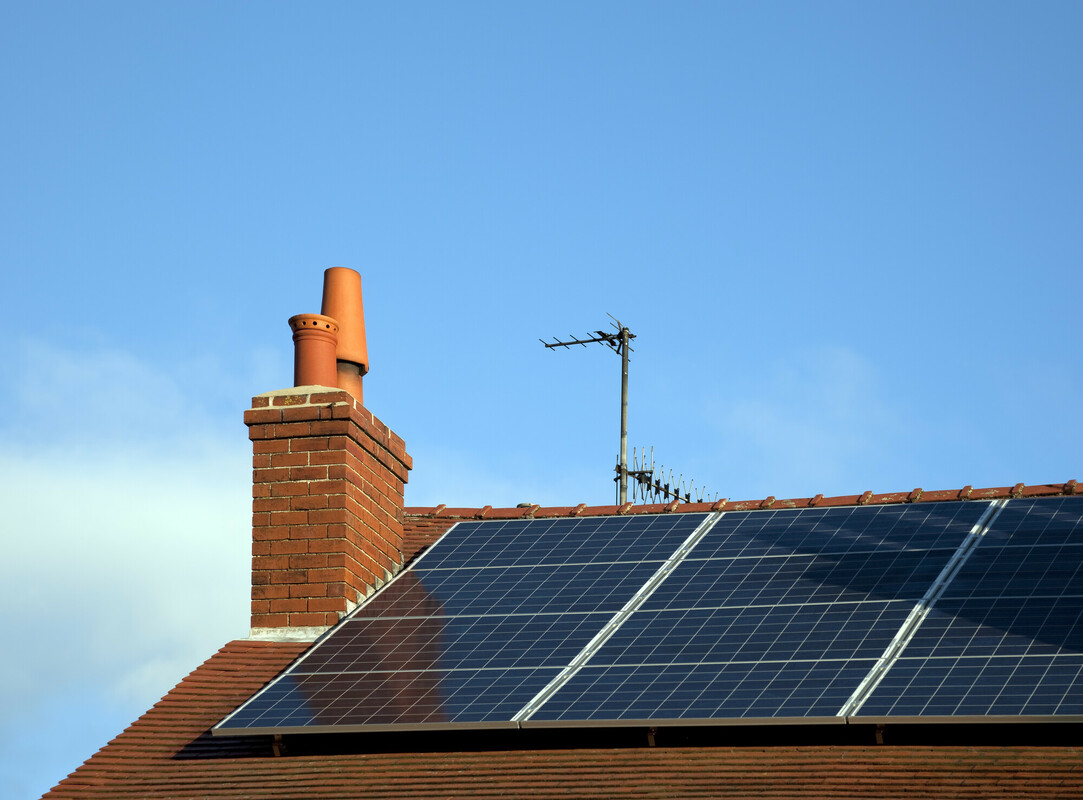 Solar panels on roof of property.