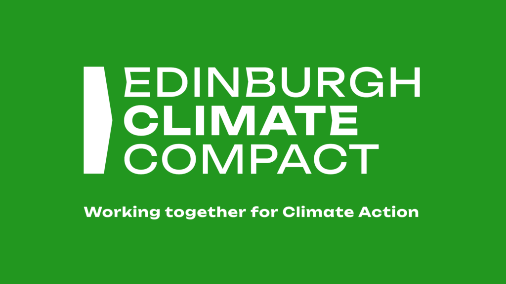 The logo Edinburgh Climate Compact. It's colours are green and white.