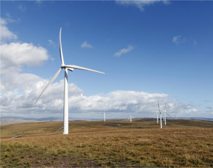 Wind turbines on a hillside