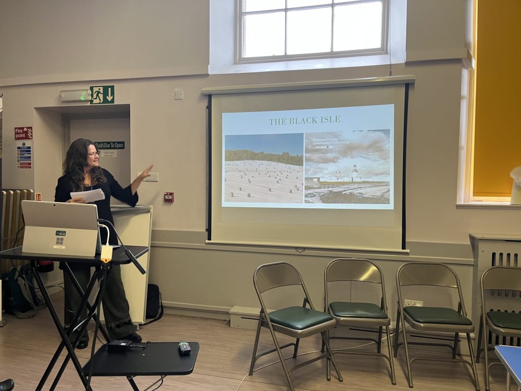 Presenter presenting about the Black Isle